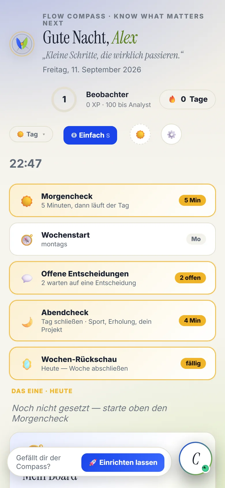 Der Compass auf dem Handy — als App auf dem Startbildschirm
